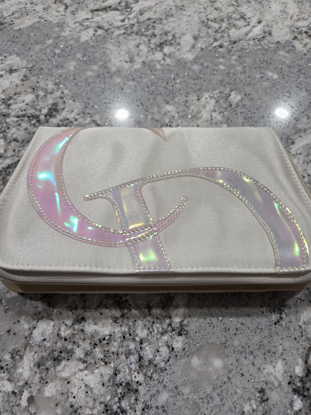 Christian Dior Satin Logo Pouch in Pearl